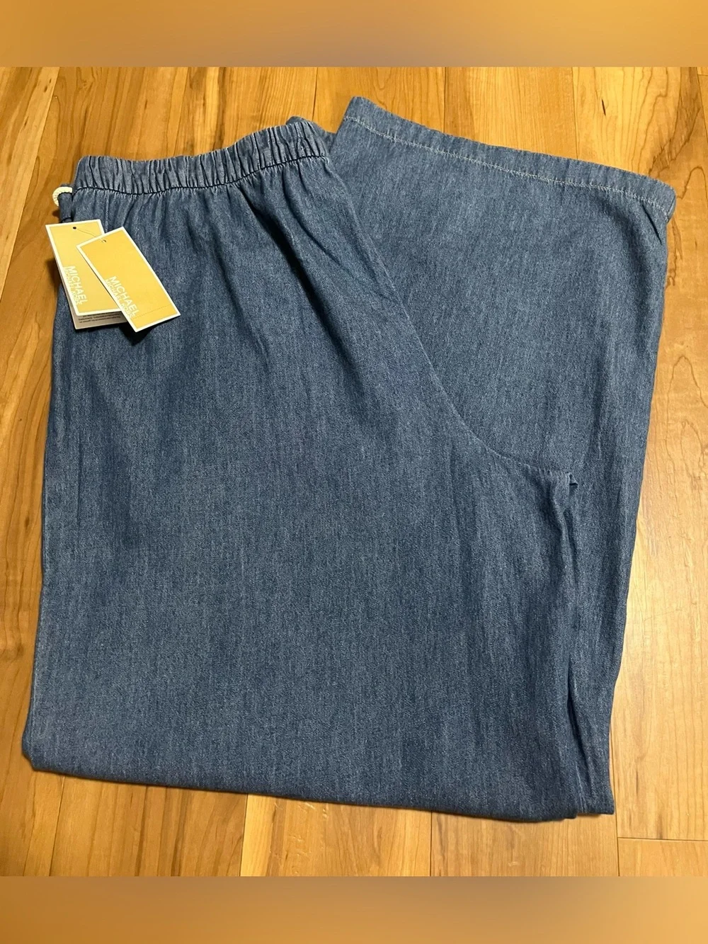 NWT Michael Kors Wide Leg Chambray Drawstring Pants XL